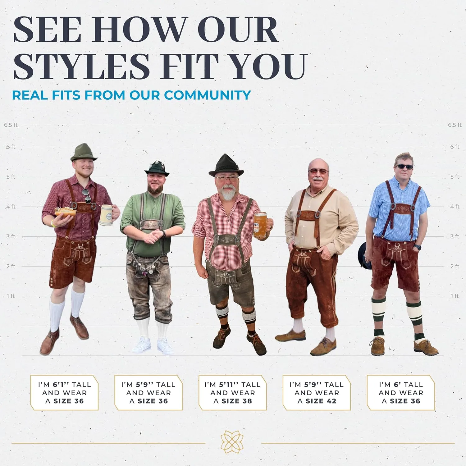 BAVARIA TRACHTEN Lederhosen Men Oktoberfest Costume, Genuine Leather German, Mushroom Brown Short, Green, White, Goat