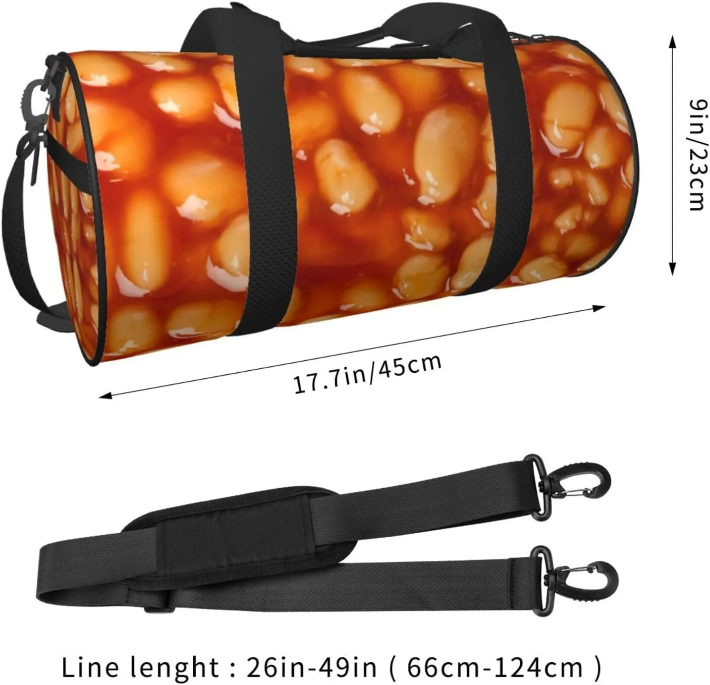 Beans With Tomato Sauce Sports Gym Duffel Bag For Men Women Weekender Travel Workout Training Handbag