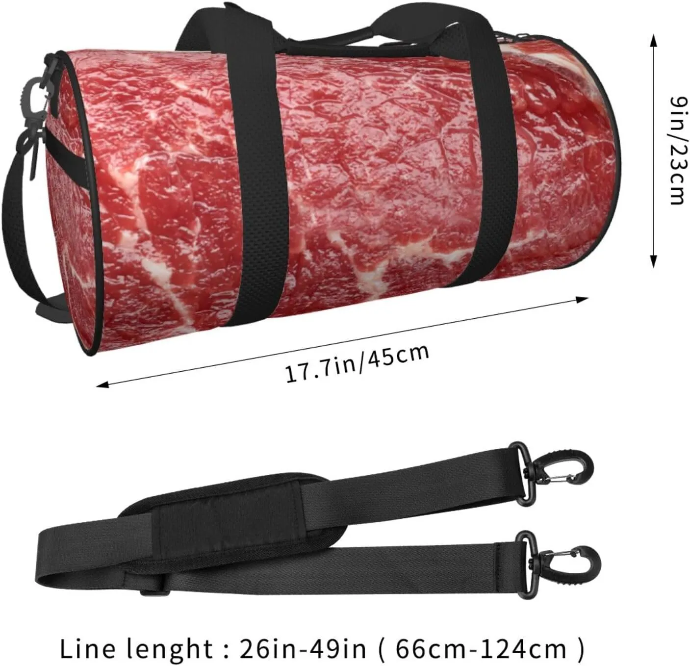 Beef Meat Sports Gym Duffel Bag For Men Women Weekender Travel Workout Training Handbag