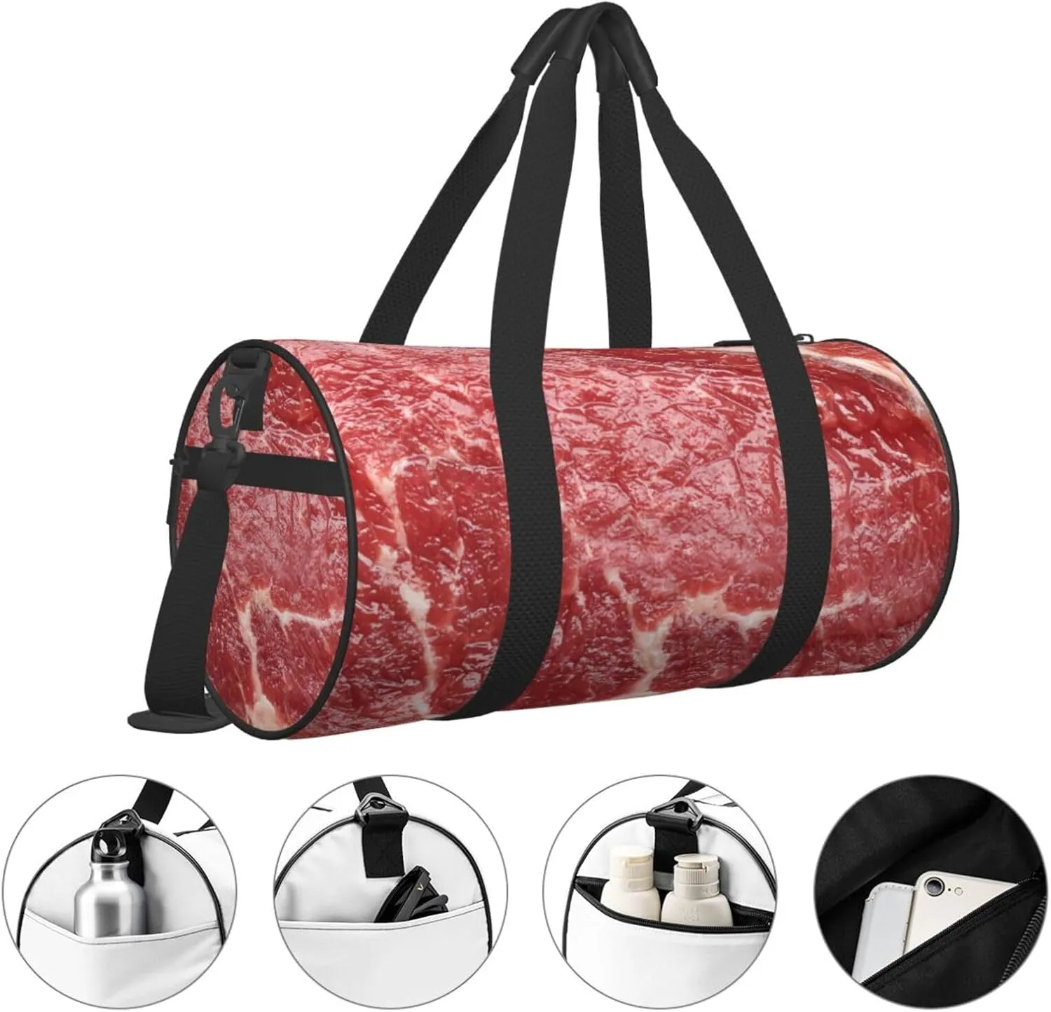 Beef Meat Sports Gym Duffel Bag For Men Women Weekender Travel Workout Training Handbag