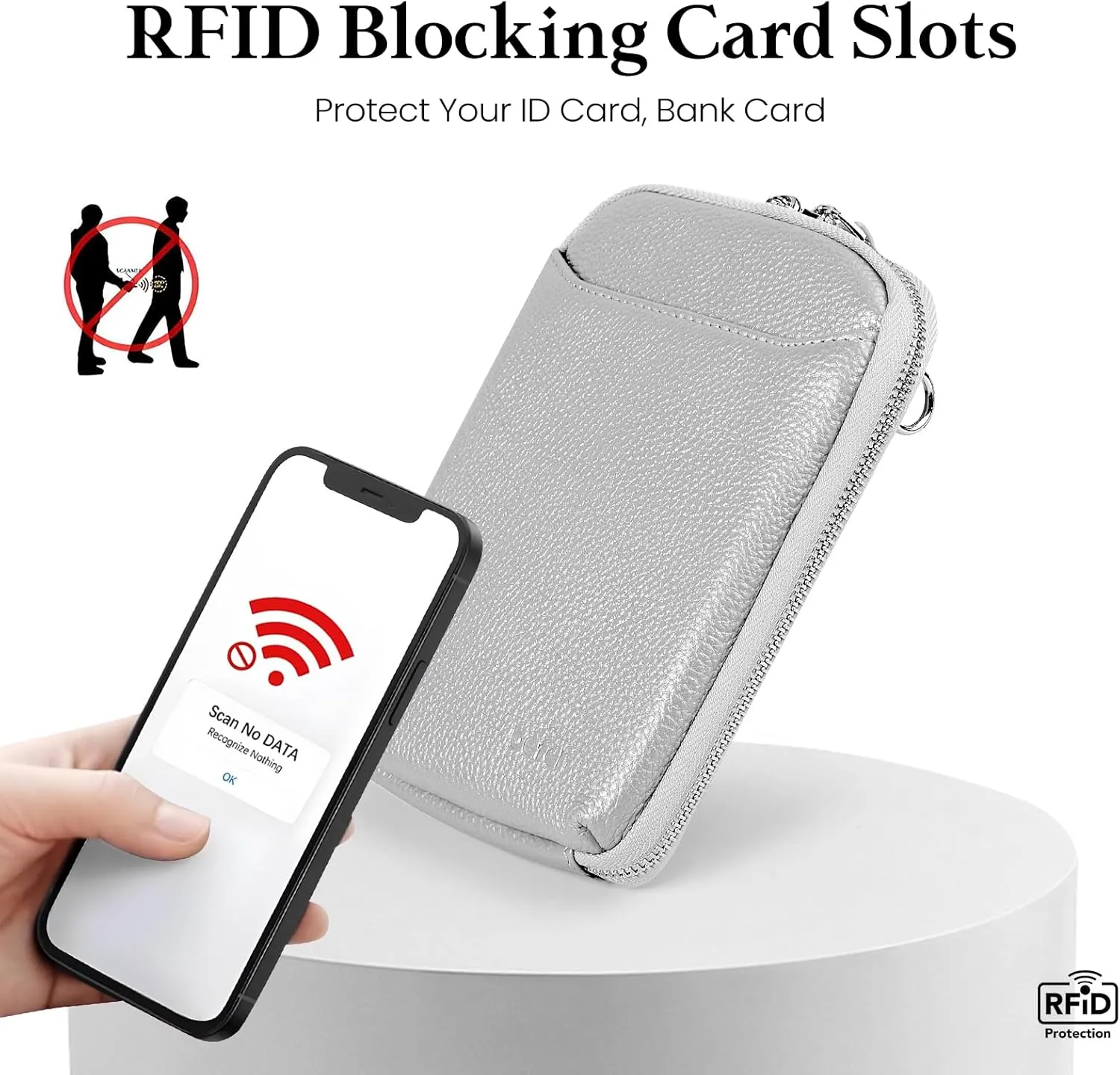 befen Genuine Leather Crossbody Cell Phone Purse for Women, Small Zip Around RFID Blocking Crossbody Wallet Bags
