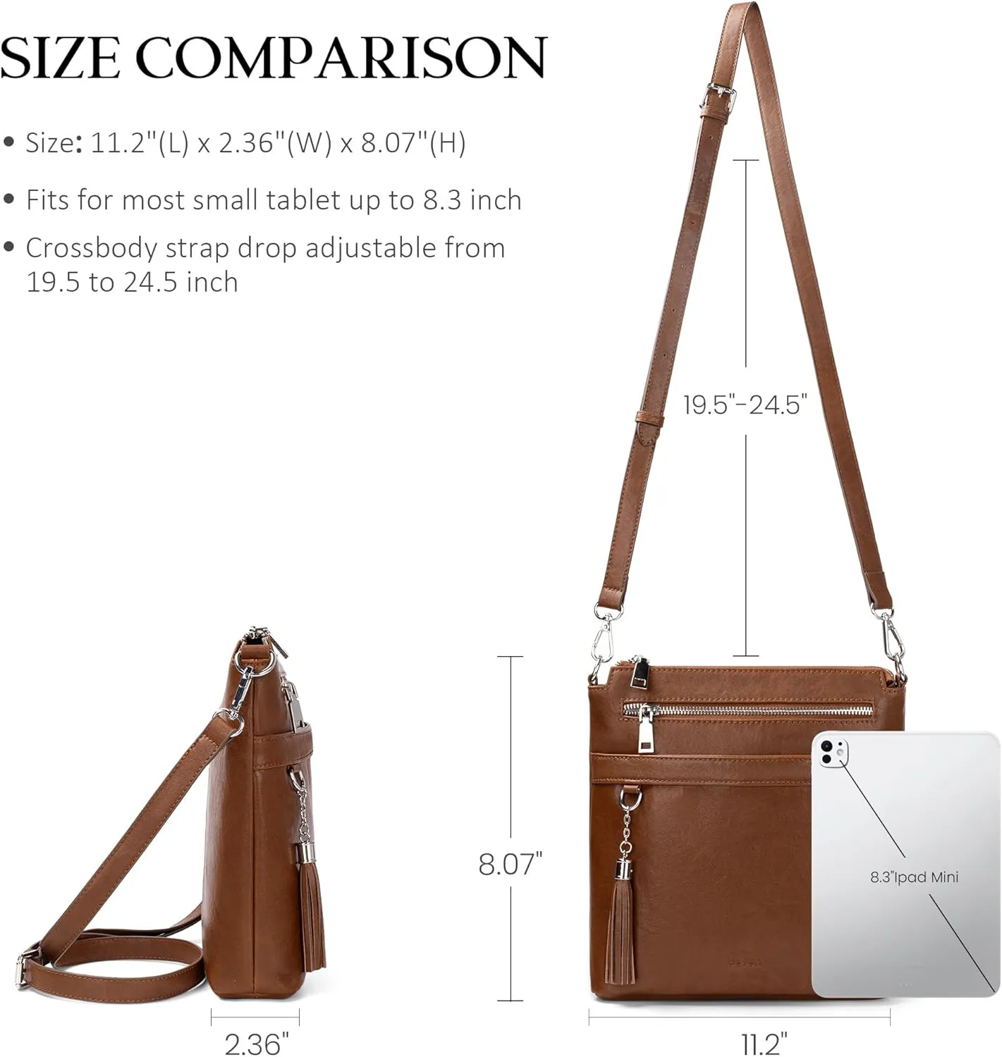befen Genuine Leather Crossbody Purses for Women, Womens Medium Cross Body Bags Handbag Shoulder Purse with Adjustable Straps