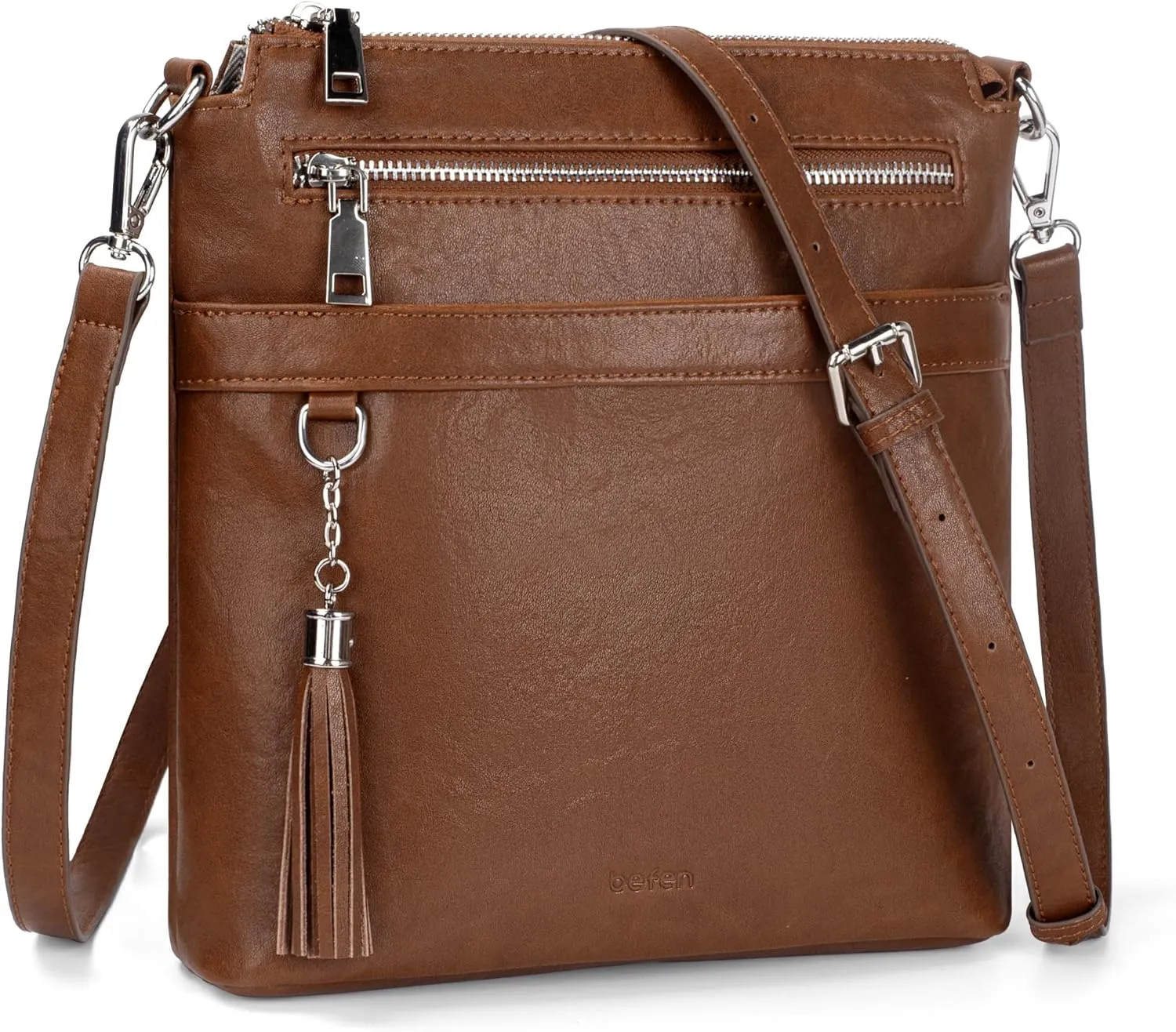 befen Genuine Leather Crossbody Purses for Women, Womens Medium Cross Body Bags Handbag Shoulder Purse with Adjustable Straps