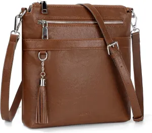 befen Genuine Leather Crossbody Purses for Women, Womens Medium Cross Body Bags Handbag Shoulder Purse with Adjustable Straps
