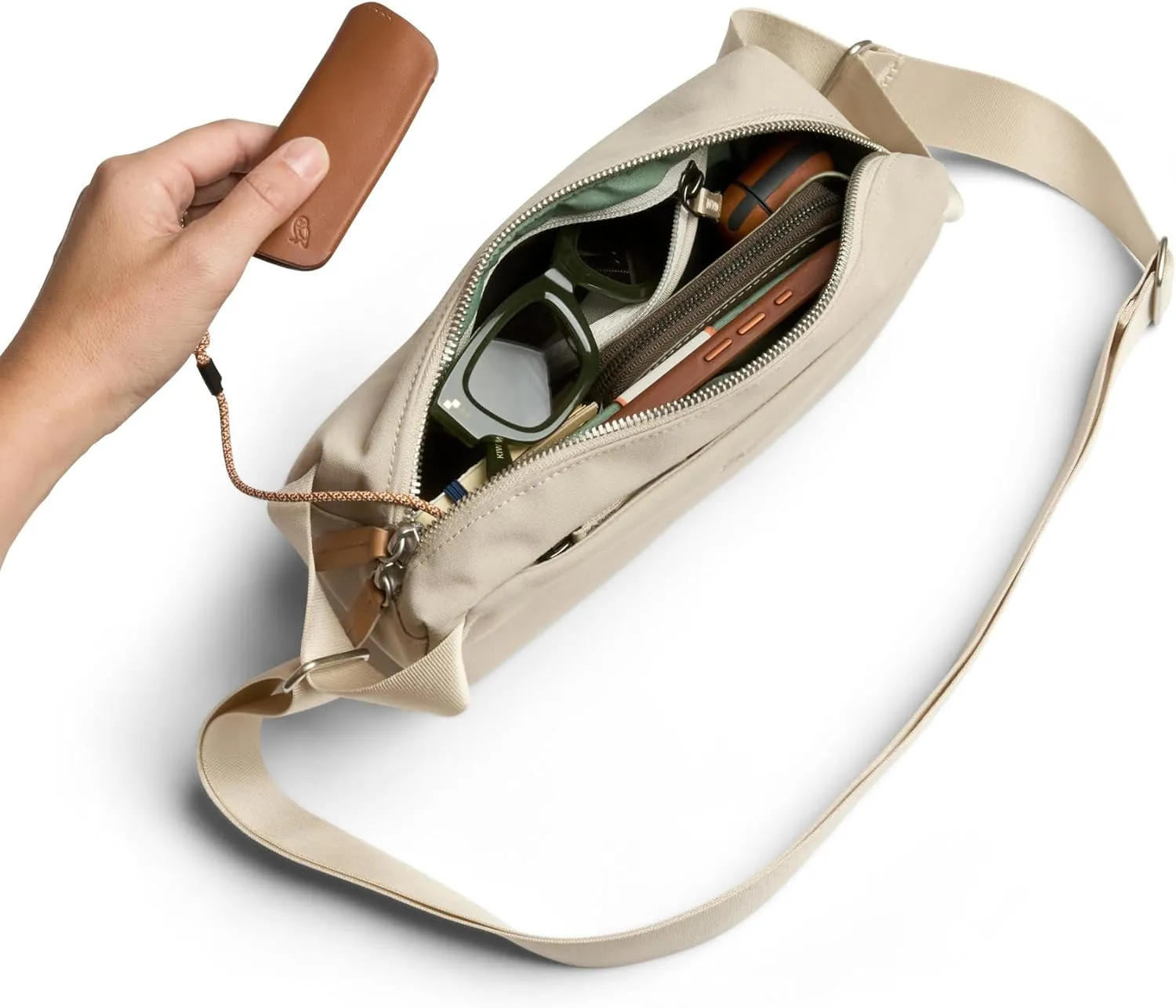 Bellroy Classic Sling (everyday 3 liter minimalist crossbody bag with internal organization, adjustable crossbody strap, and auto-compression system) - Tahini