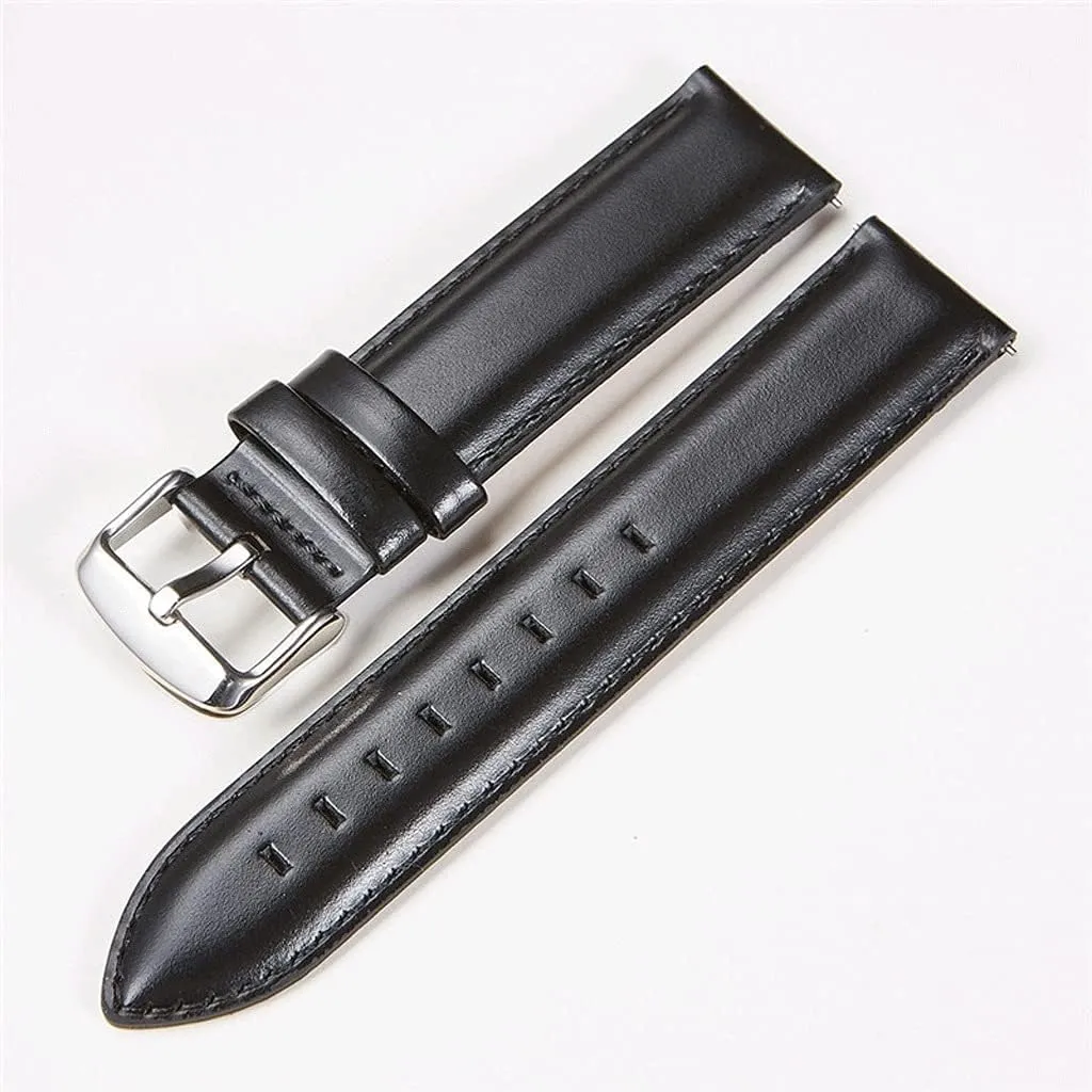 Belt with Solid Buckle Genuine Leather Watch Band 18mm 20mm 22mm Quick Release Watch Straps Watchbands (Color : Black Size : 20mm)