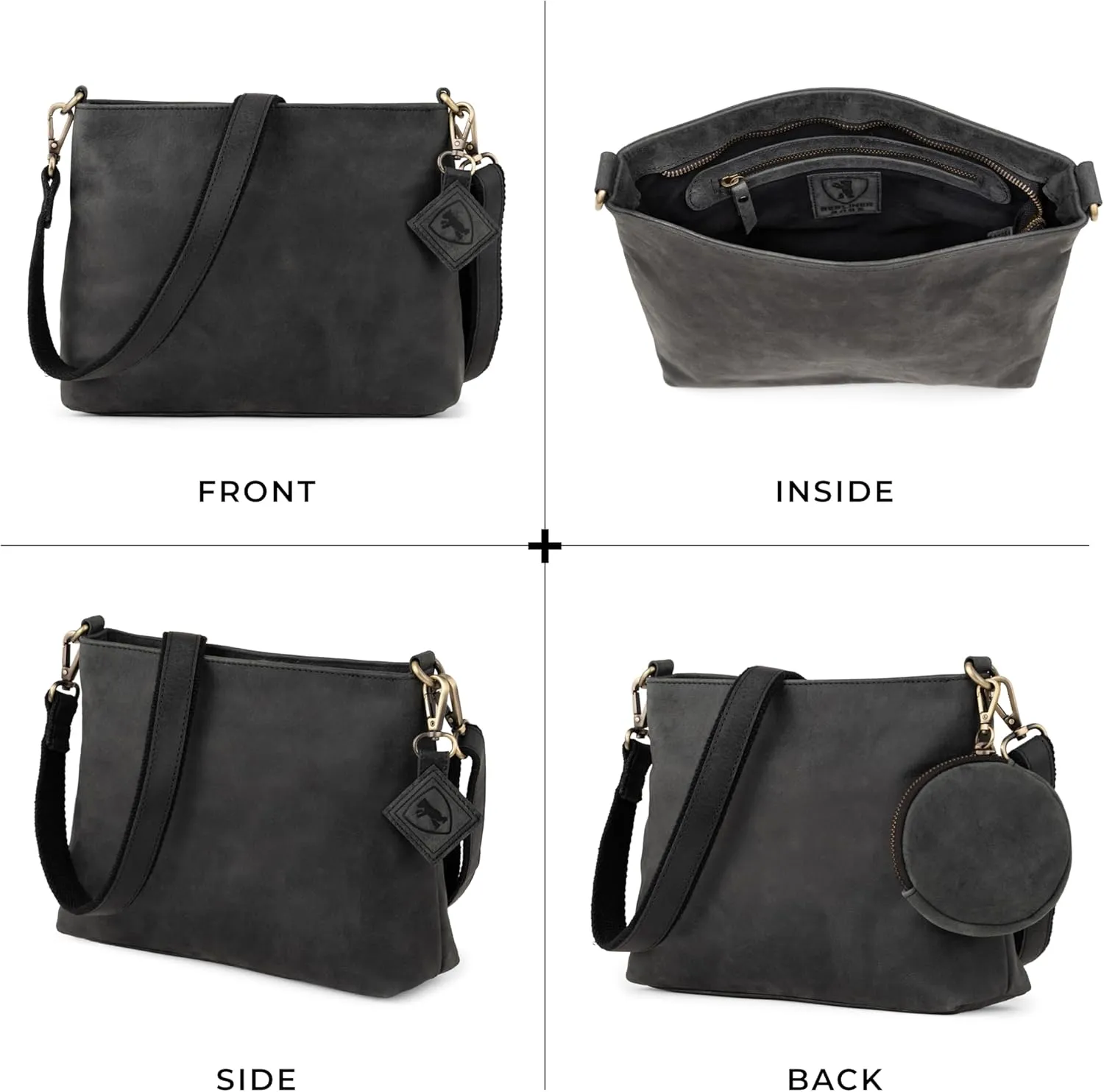 BERLINER BAGS Vintage Genuine Leather Shoulder Bag Marbella, Crossbody Purse for Women, Satchel Bag