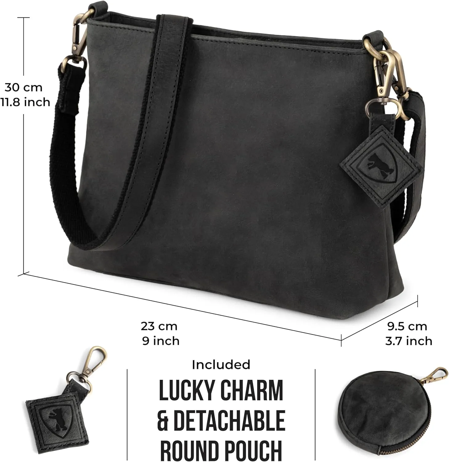 BERLINER BAGS Vintage Genuine Leather Shoulder Bag Marbella, Crossbody Purse for Women, Satchel Bag