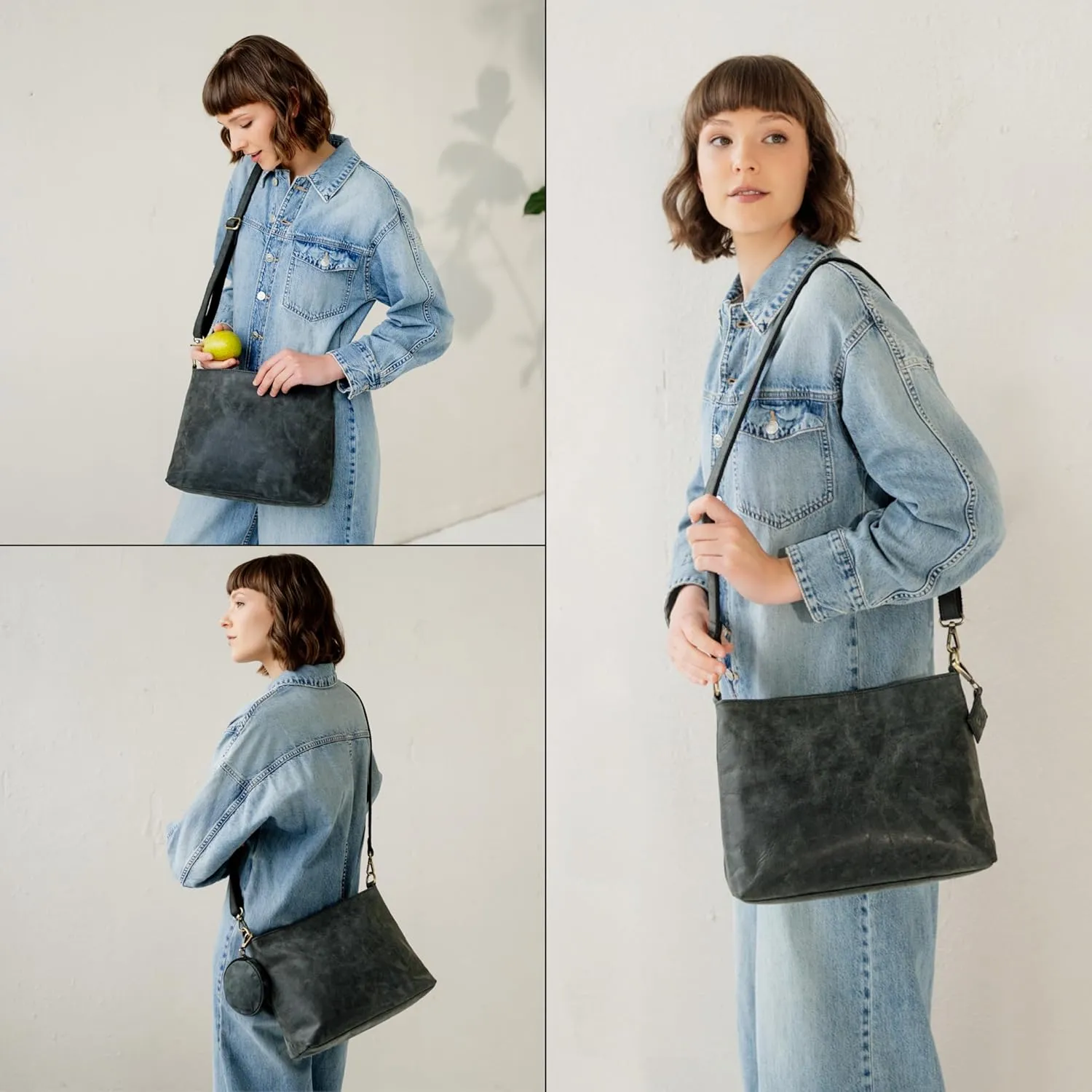 BERLINER BAGS Vintage Genuine Leather Shoulder Bag Marbella, Crossbody Purse for Women, Satchel Bag