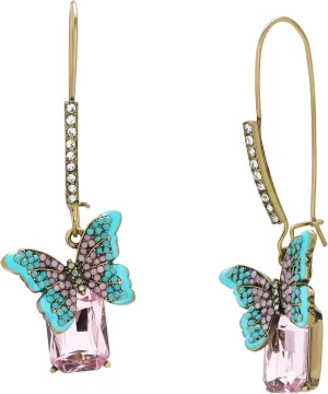 Betsey Johnson Women's Boho Butterfly Gem Dangle Earrings