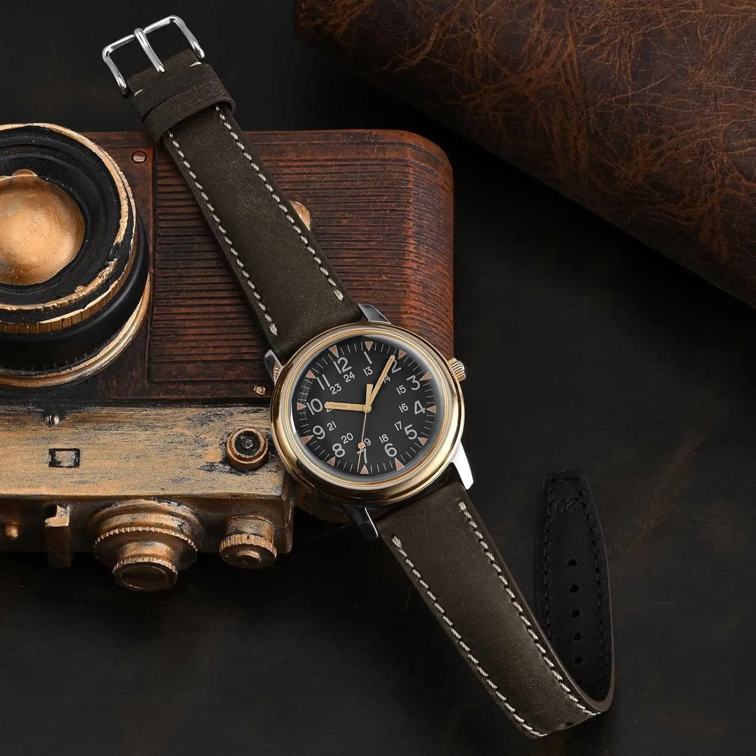 BISONSTRAP Italian Leather Watch Straps, Collector Series Watch Bands, Extra Long Length, 18mm 20mm 22mm
