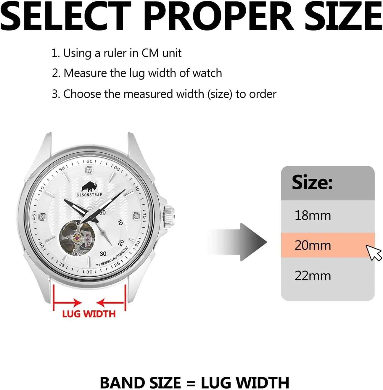 BISONSTRAP Italian Leather Watch Straps, Collector Series Watch Bands, Extra Long Length, 18mm 20mm 22mm