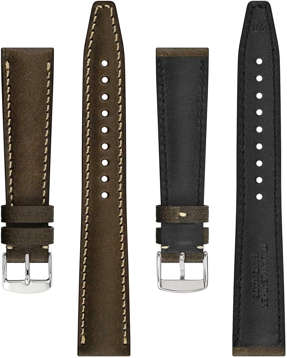 BISONSTRAP Italian Leather Watch Straps, Collector Series Watch Bands, Extra Long Length, 18mm 20mm 22mm