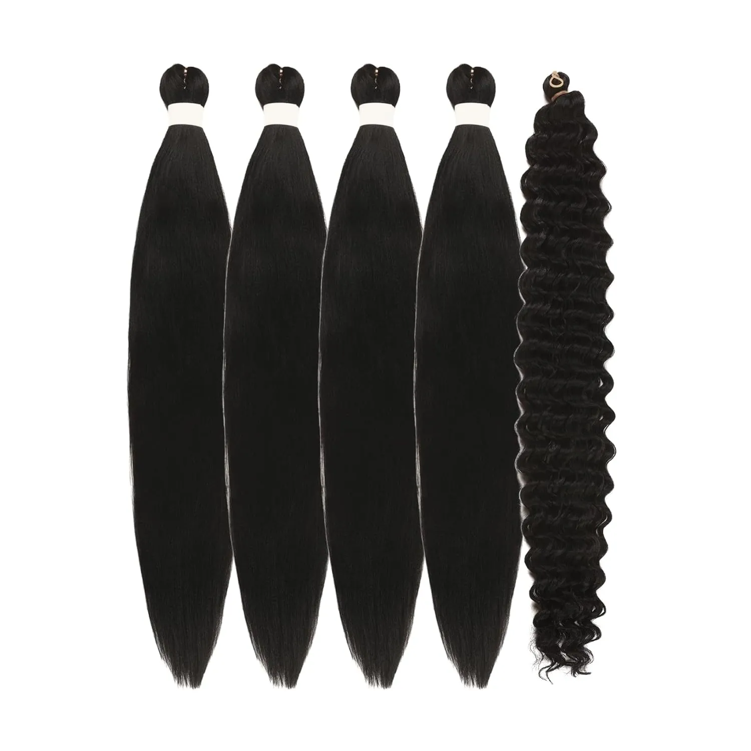 Black Braiding Hair Pre Stretched for Boho Braids Synthetic Prestretched EZ Braiding Hair for Knotless Box Braids Bohemian Braids Goddess Braids (Total 5 Packs)
