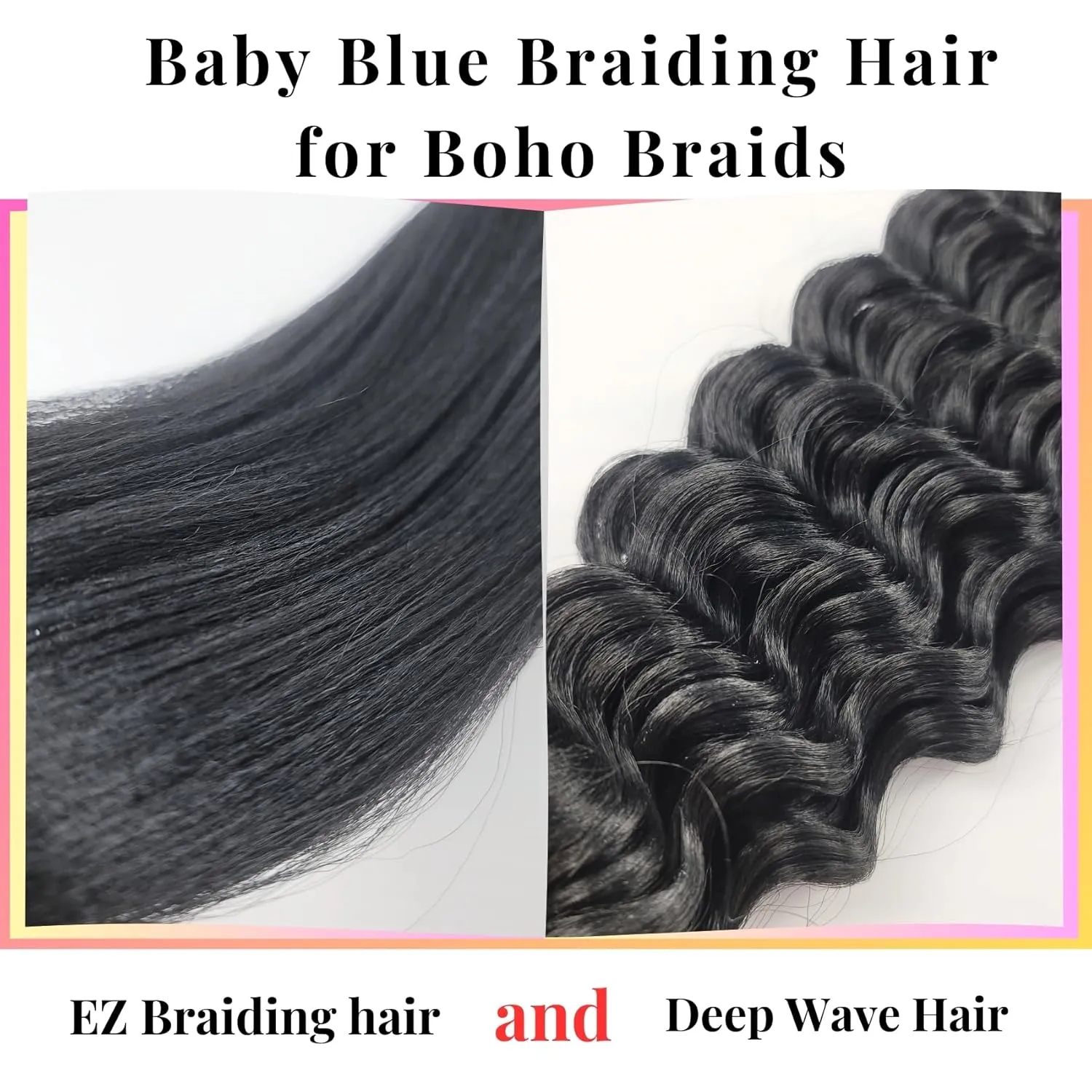 Black Braiding Hair Pre Stretched for Boho Braids Synthetic Prestretched EZ Braiding Hair for Knotless Box Braids Bohemian Braids Goddess Braids (Total 5 Packs)
