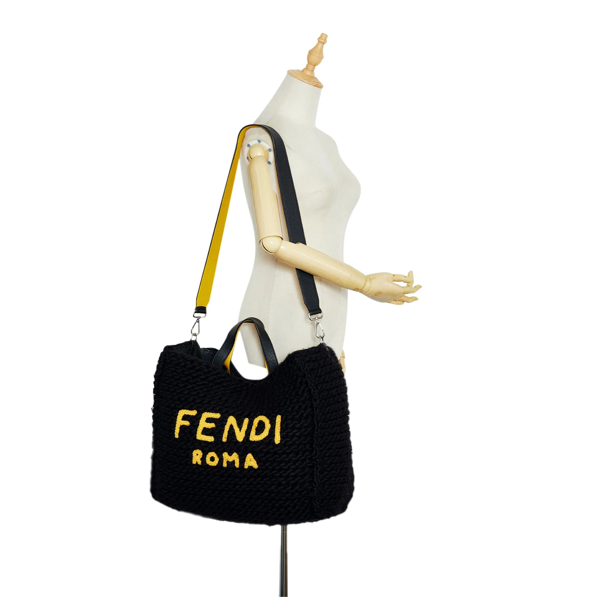 Black Fendi Wool Satchel