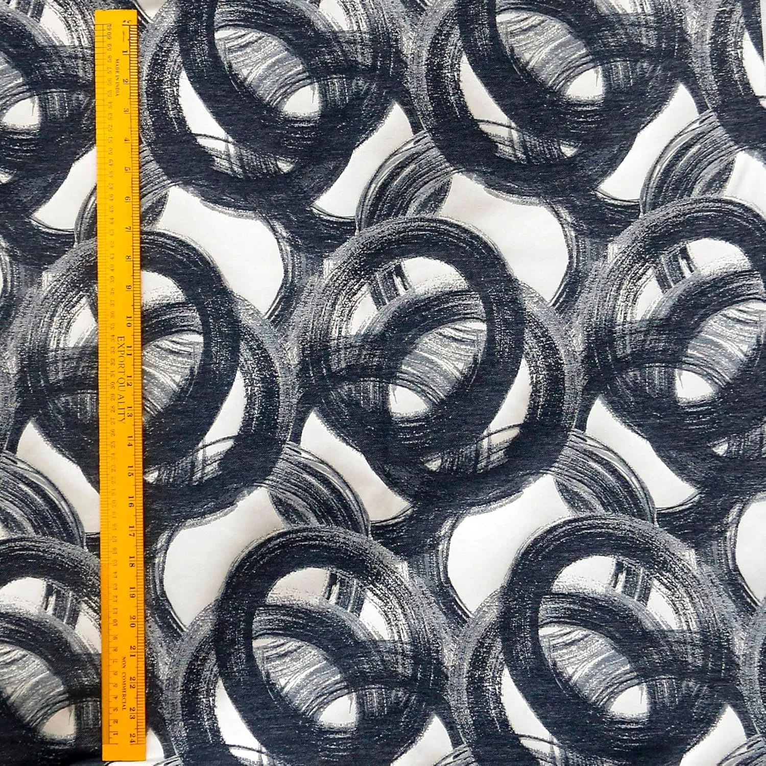 Black Jacquard Velvet Fabric by The Yard, 20 Continuous Yards 54 inches Width Midnight Swirls Circles & Dots Black Jacquard Fabric, Wholesale Jacquard Upholstery for Curtains