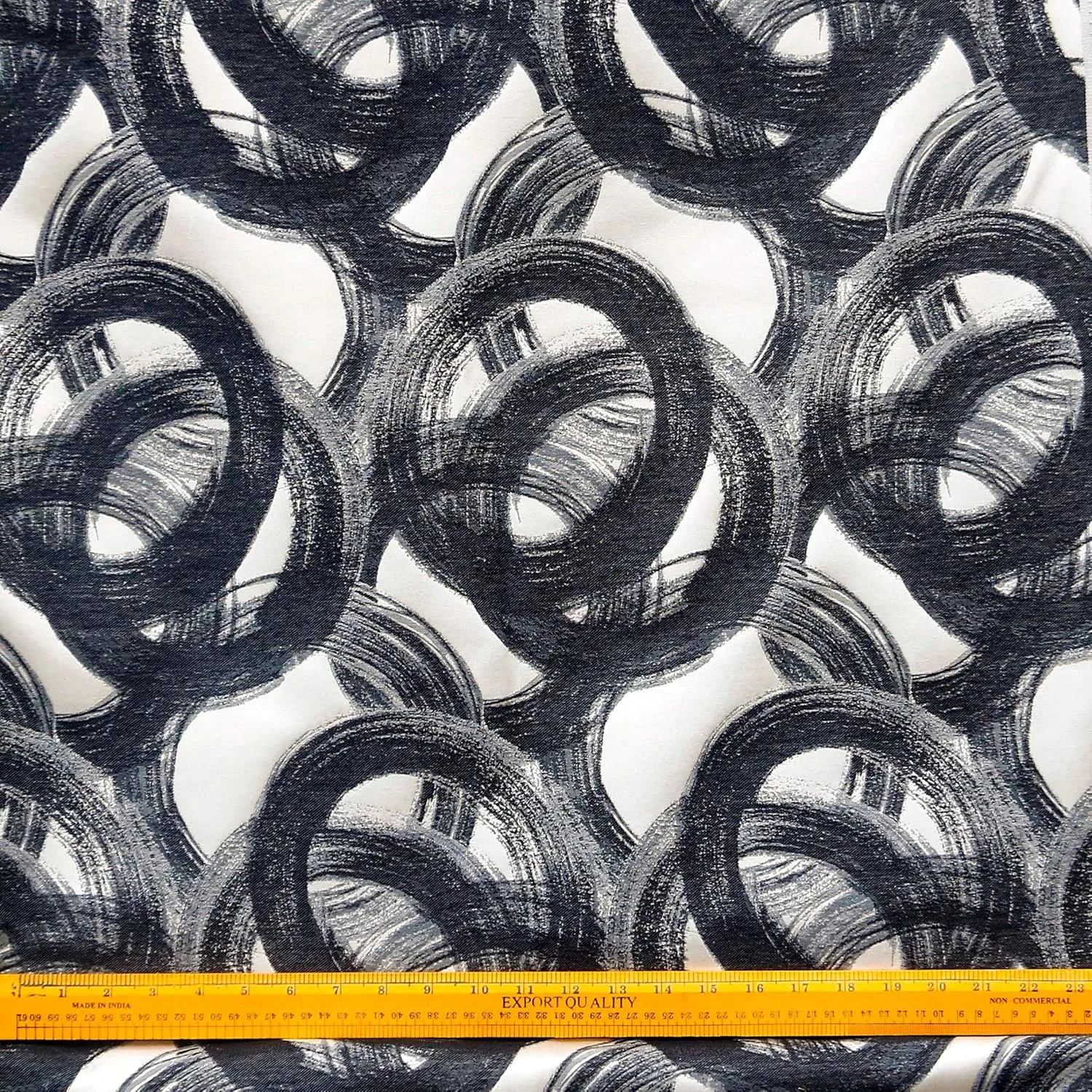 Black Jacquard Velvet Fabric by The Yard, 20 Continuous Yards 54 inches Width Midnight Swirls Circles & Dots Black Jacquard Fabric, Wholesale Jacquard Upholstery for Curtains