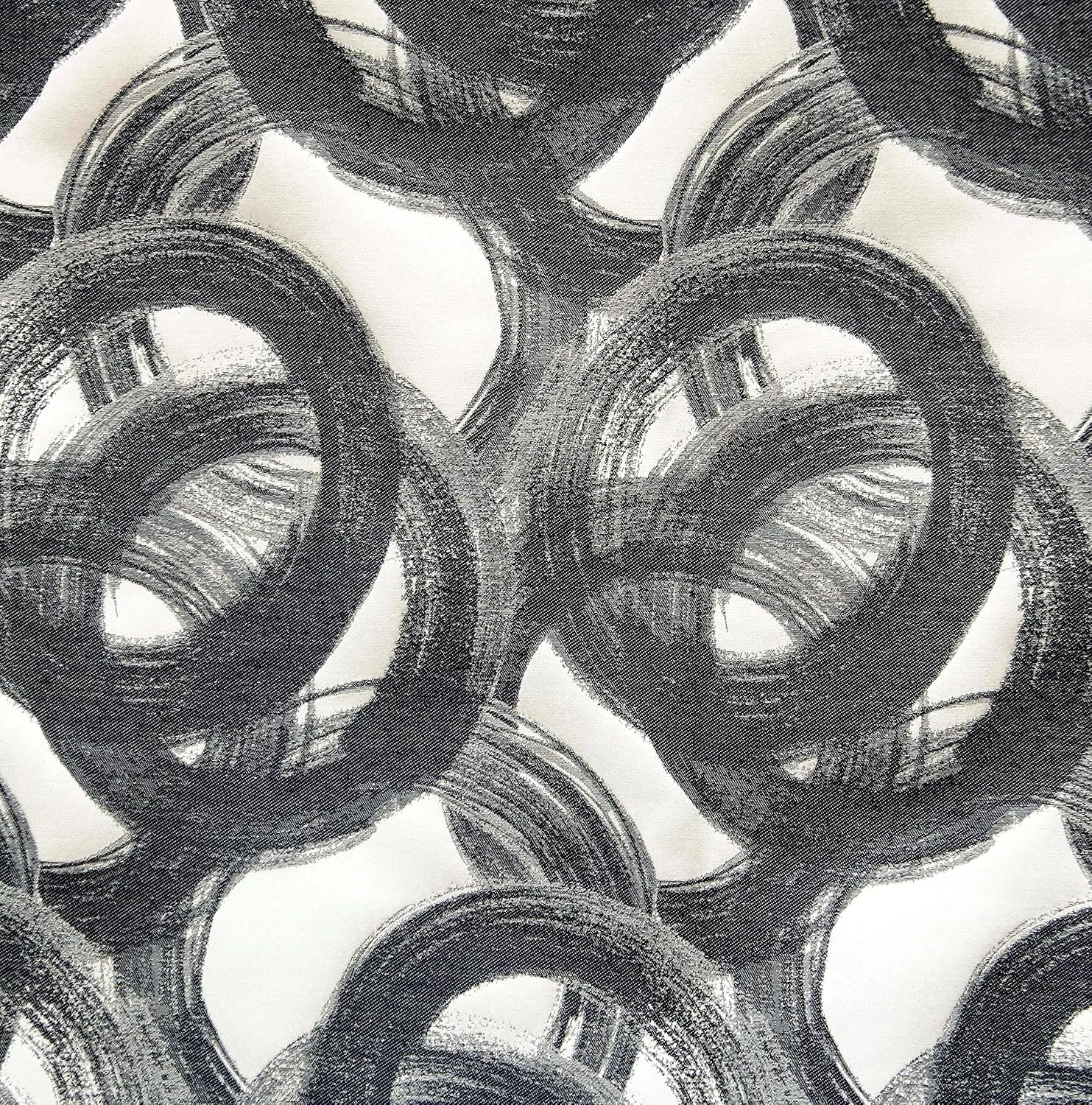 Black Jacquard Velvet Fabric by The Yard, 20 Continuous Yards 54 inches Width Midnight Swirls Circles & Dots Black Jacquard Fabric, Wholesale Jacquard Upholstery for Curtains