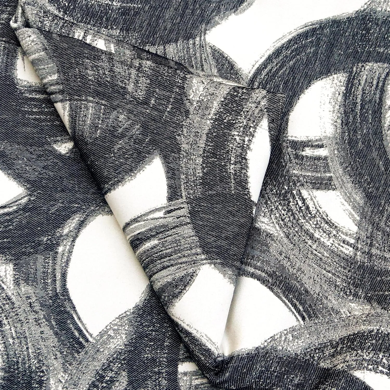 Black Jacquard Velvet Fabric by The Yard, 20 Continuous Yards 54 inches Width Midnight Swirls Circles & Dots Black Jacquard Fabric, Wholesale Jacquard Upholstery for Curtains