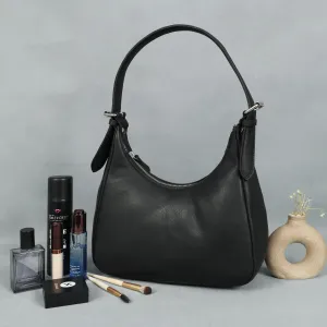 Black Leather Hobo Bag – Stylish, Spacious & Versatile Everyday Handbag for Women.BG-1636
