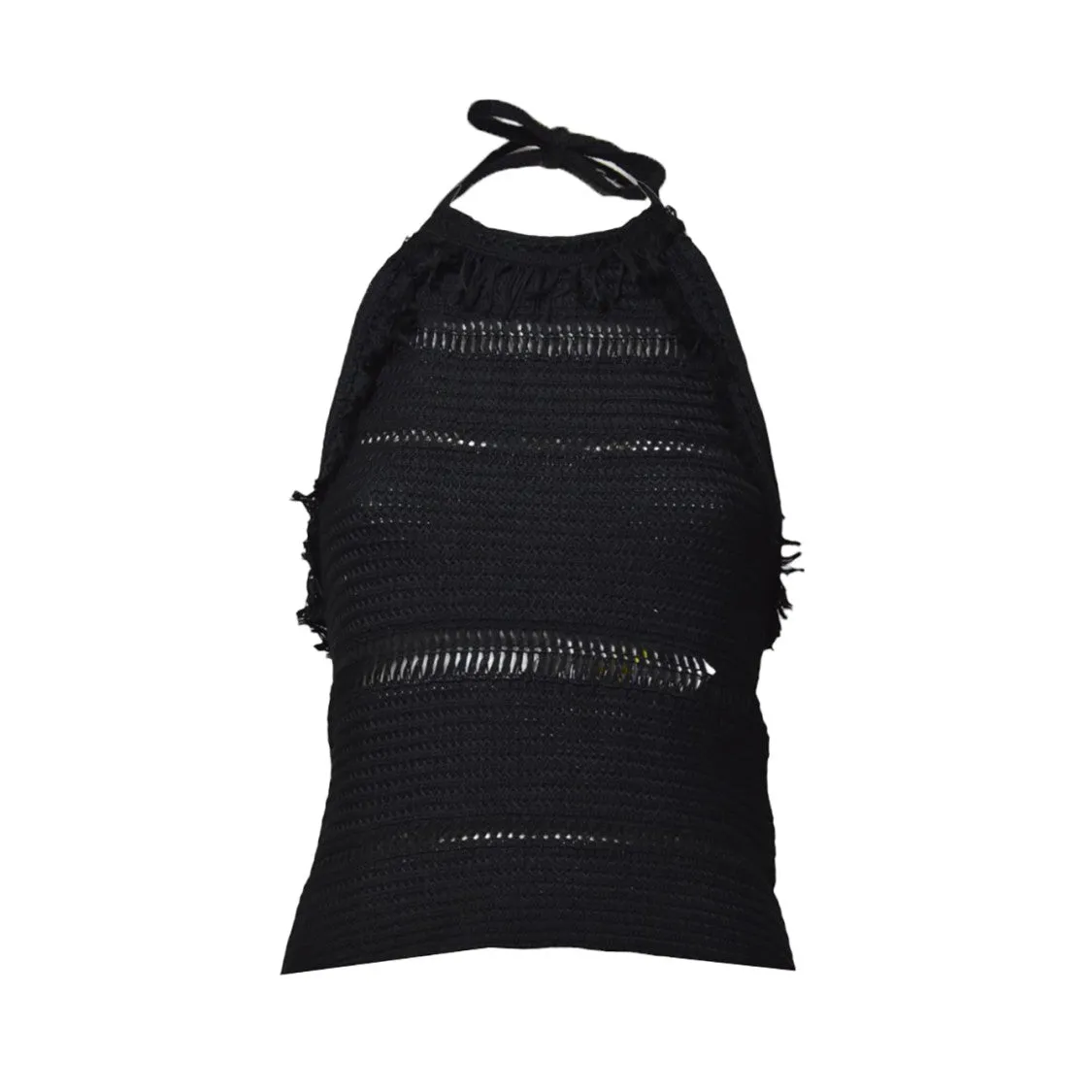 Black Macramé Araliane Top
