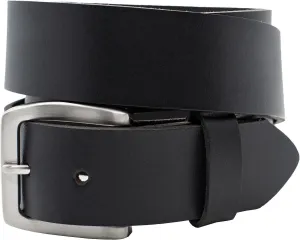 Black Oil Tanned Buffalo Leather Casual Belt - w/Satin Silver Finish Buckle