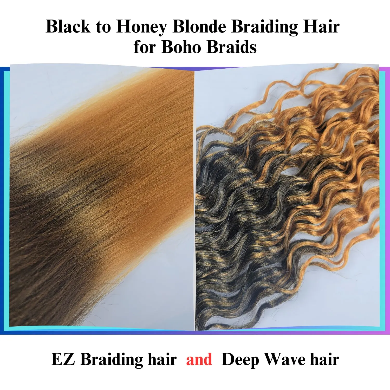 Black to Honey Blonde Braiding Hair Pre Stretched for Boho Braids 1B/27 Synthetic Prestretched EZ Braiding Hair for Knotless Box Bohemian Braids (Total 5 Packs)