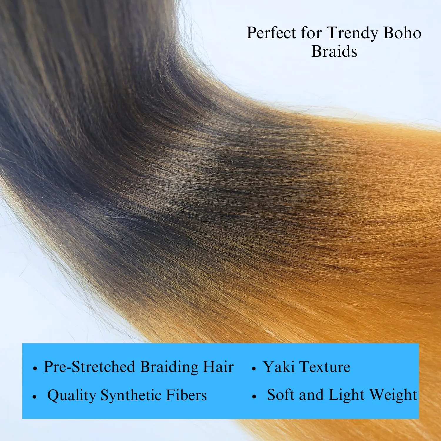 Black to Honey Blonde Braiding Hair Pre Stretched for Boho Braids 1B/27 Synthetic Prestretched EZ Braiding Hair for Knotless Box Bohemian Braids (Total 5 Packs)