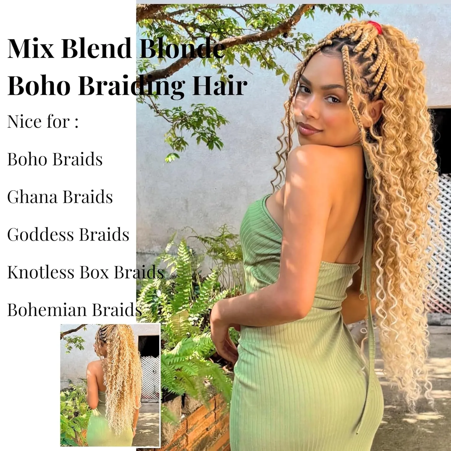 Black to Honey Blonde Braiding Hair Pre Stretched for Boho Braids 1B/27 Synthetic Prestretched EZ Braiding Hair for Knotless Box Bohemian Braids (Total 5 Packs)