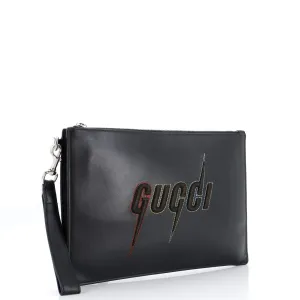 Blade Logo Wristlet Pouch Embroidered Leather