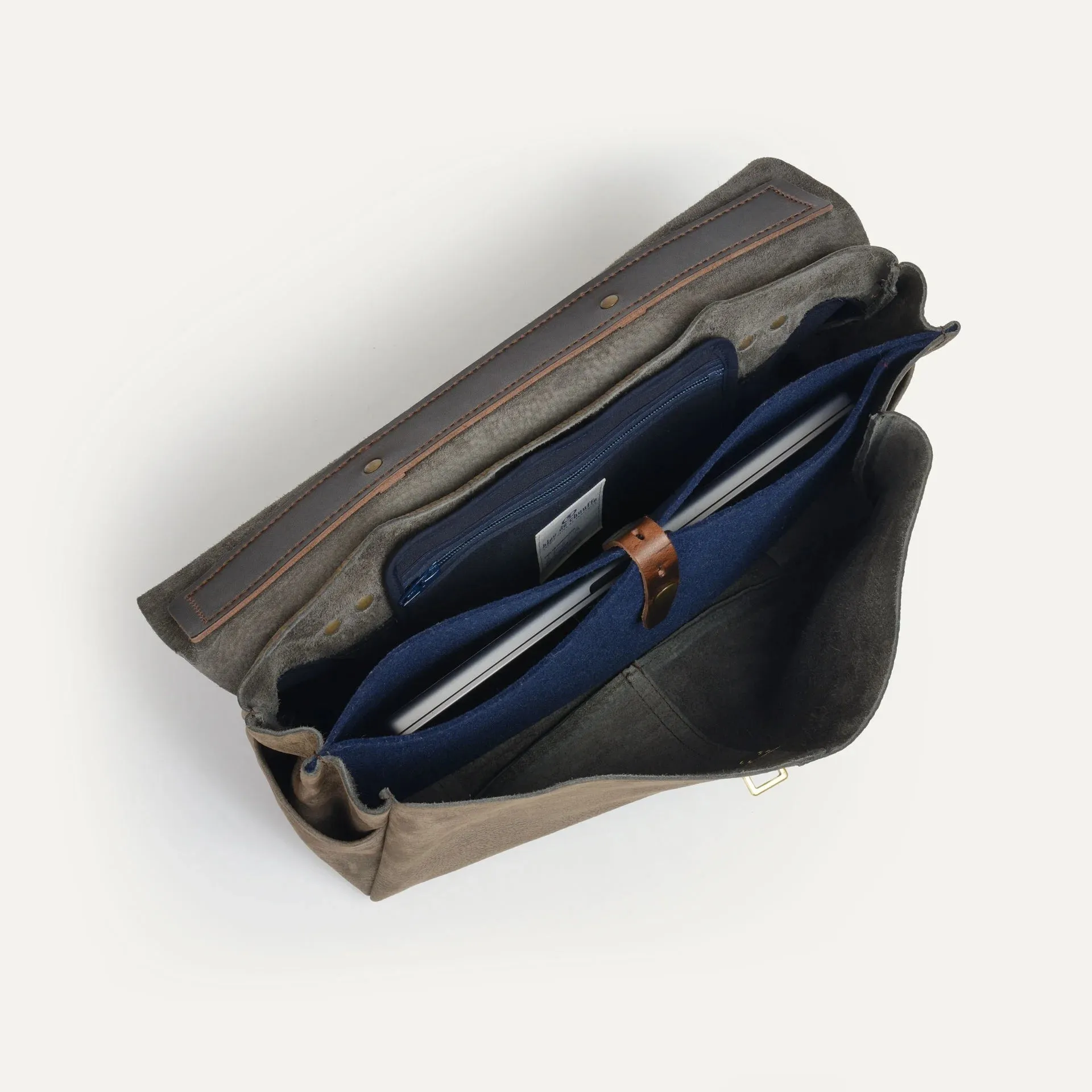 Bleu De Chauffe, Satchel Bag Charles, Khaki Brown