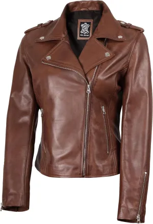 Blingsoul Real Lambskin Leather Jacket Women - Asymmetrical Style Womens Leather Jackets