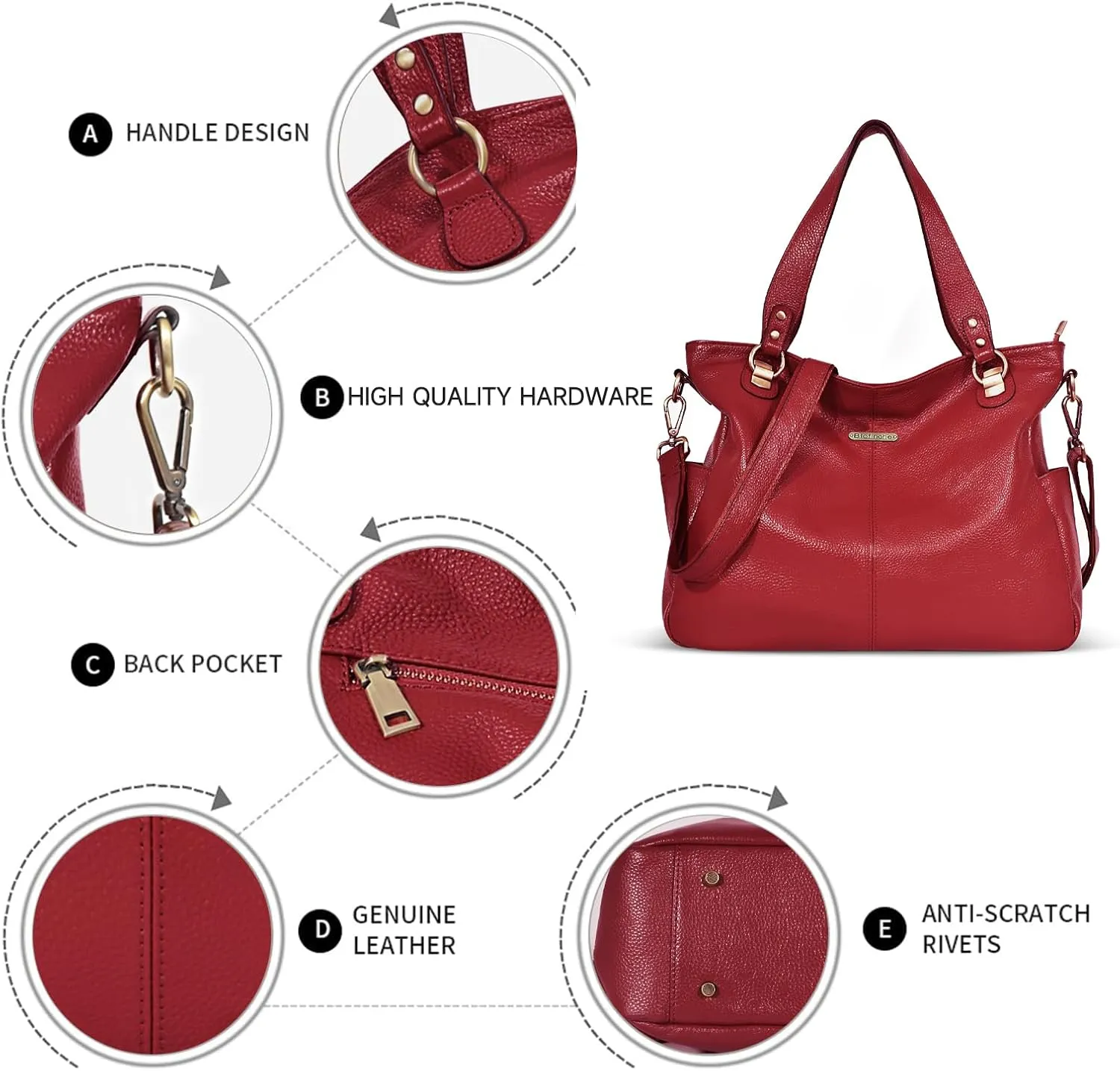 Blofinche Genuine Leather Hobo Bag for Women Large Slouchy Tote Purse Soft Real Shoulder Handbag Satchel for Laptop Work Lady