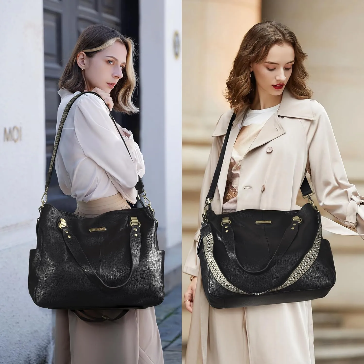 Blofinche Genuine Leather Hobo Bag for Women Large Slouchy Tote Purse Soft Real Shoulder Handbag Satchel for Laptop Work Lady