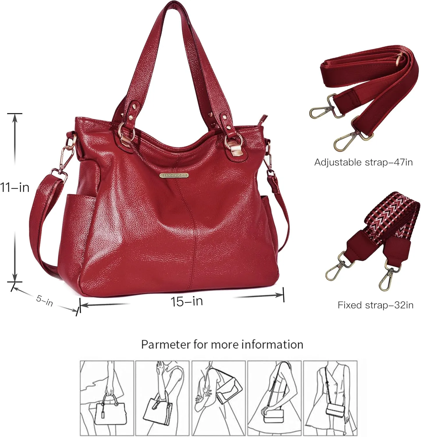 Blofinche Genuine Leather Hobo Bag for Women Large Slouchy Tote Purse Soft Real Shoulder Handbag Satchel for Laptop Work Lady