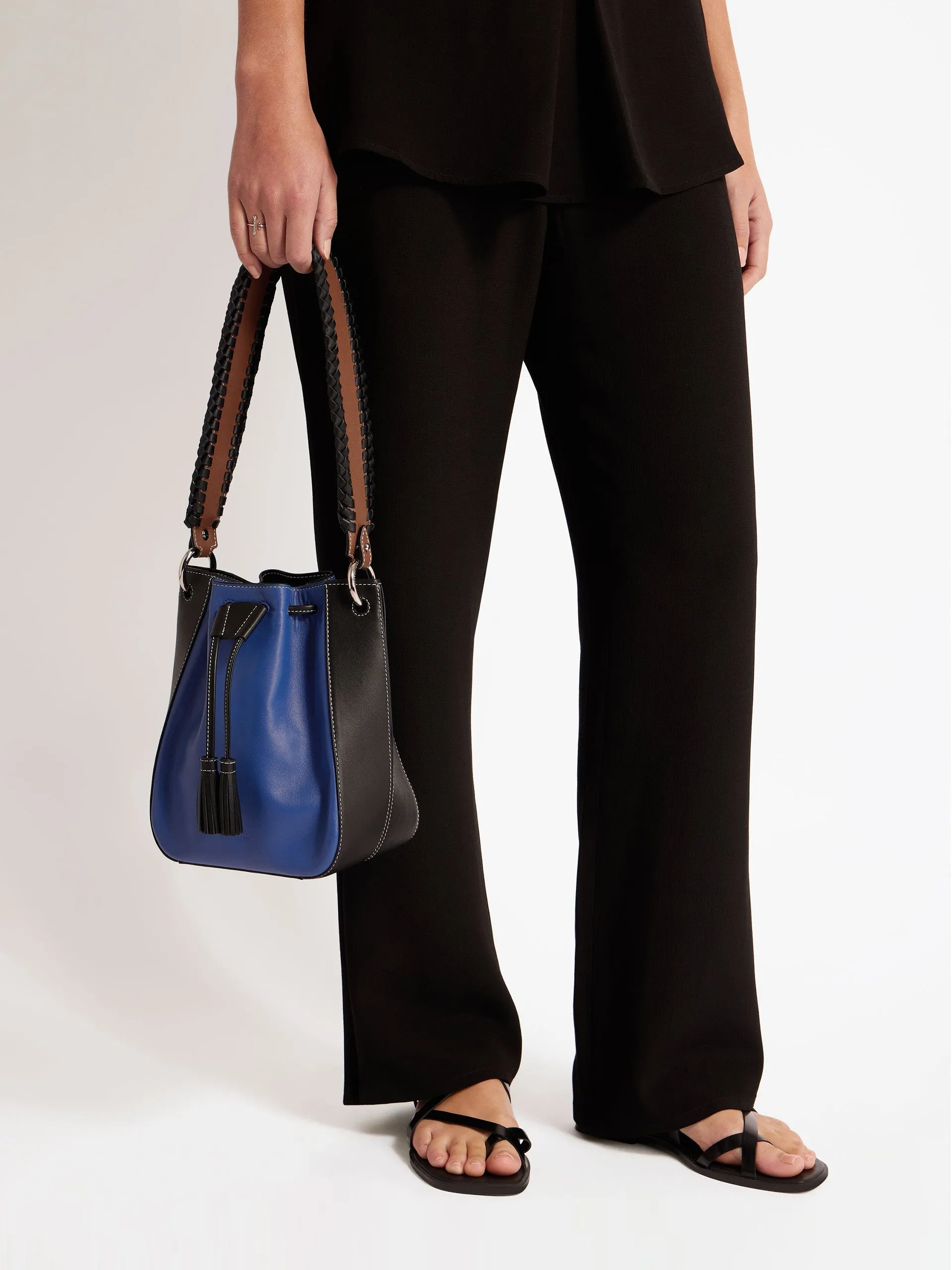 Blue, black and chestnut Bollo bag