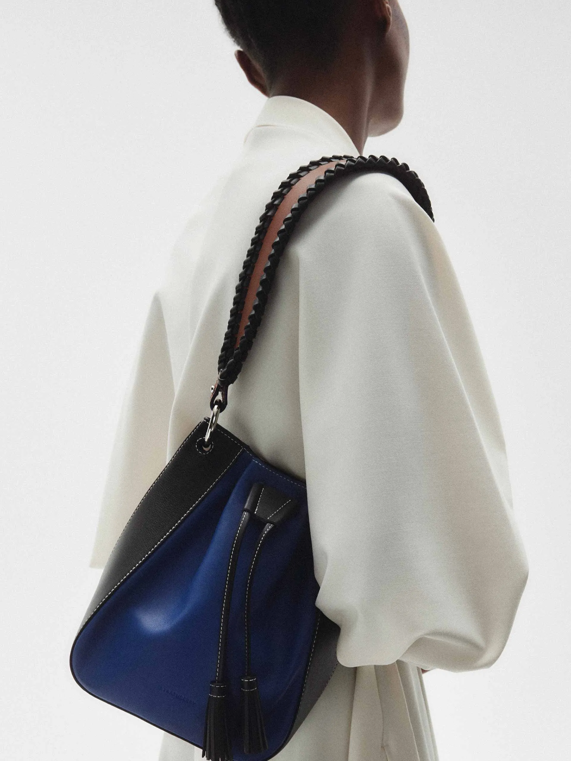 Blue, black and chestnut Bollo bag