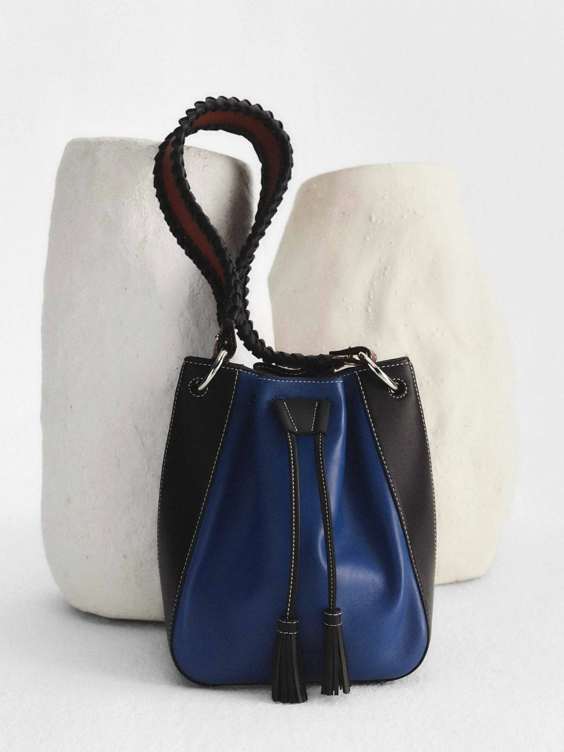 Blue, black and chestnut Bollo bag