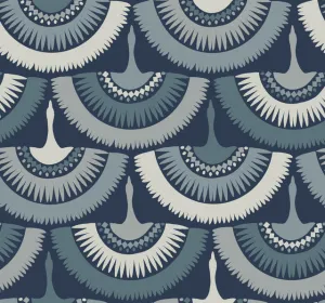 Blue Feather and Fringe Wallpaper