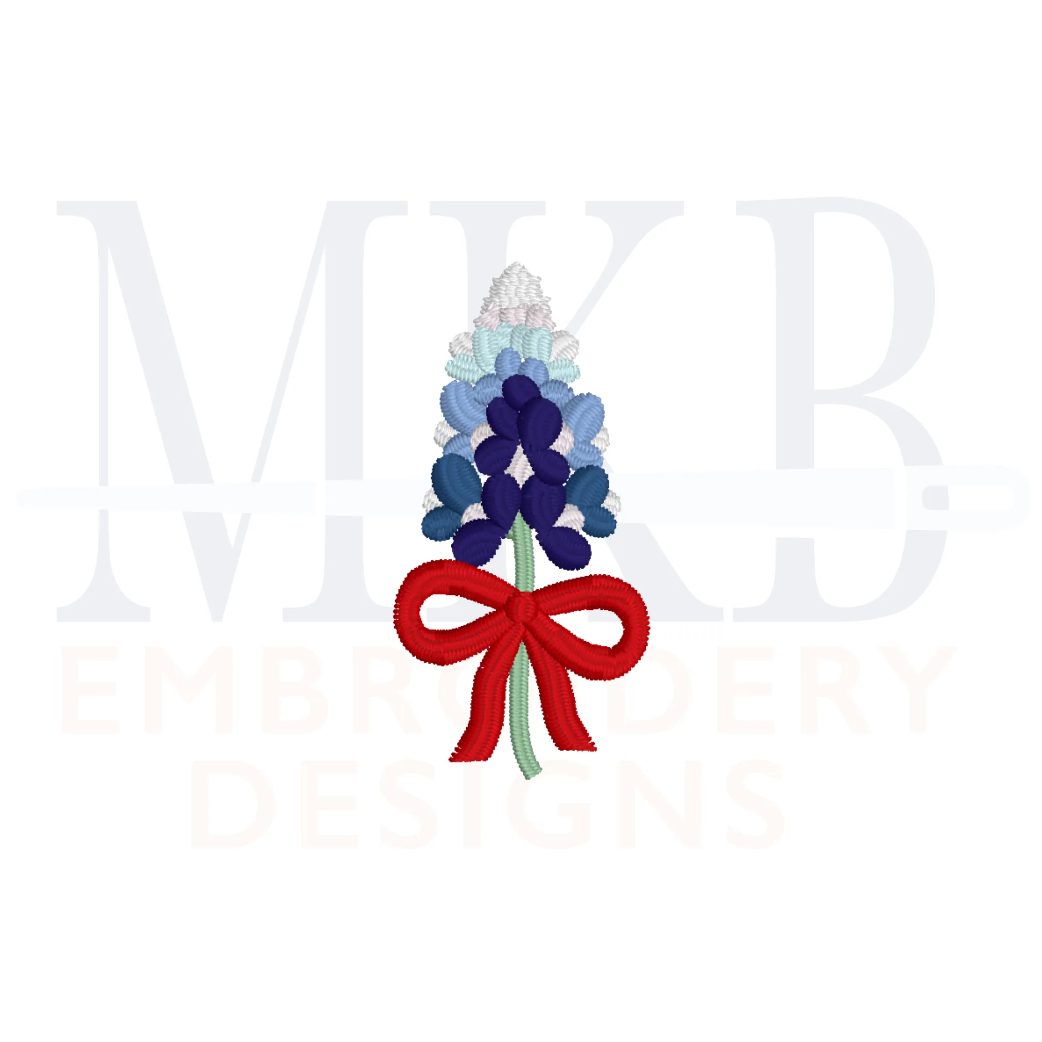 Bluebonnets Bow Embroidery Design, Machine Embroidery Design File