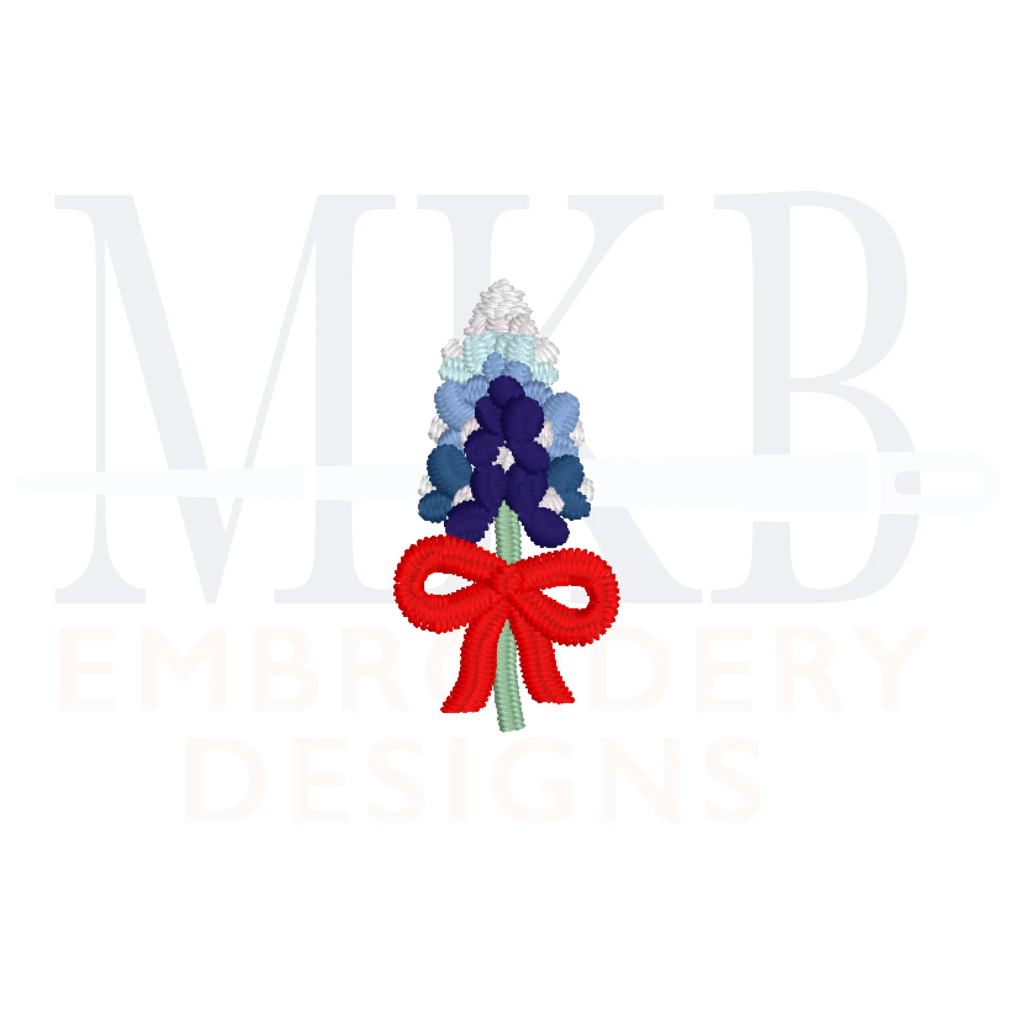 Bluebonnets Bow Embroidery Design, Machine Embroidery Design File