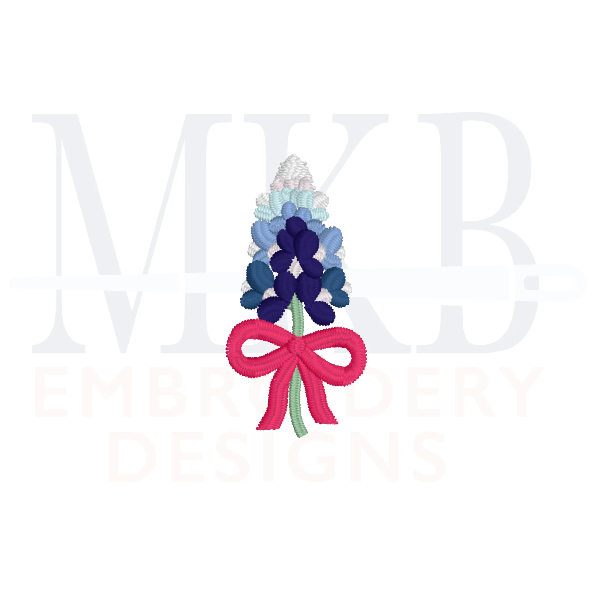 Bluebonnets Bow Embroidery Design, Machine Embroidery Design File