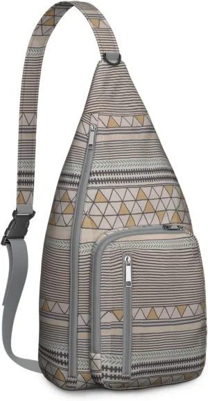 Bohemian Crossbody Bag Daypack for Women Men Lightweight Vintage Tribal Waterproof Sling Bag Backpack Hiking Cycling Sports