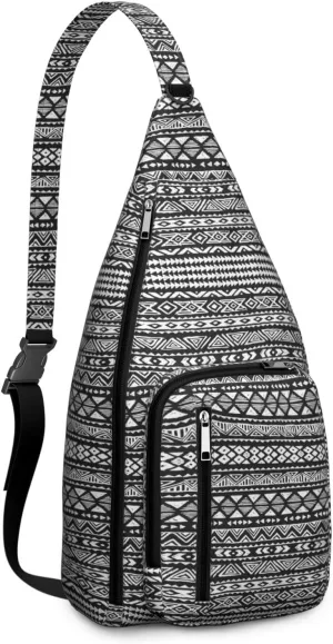Bohemian Crossbody Bag Daypack for Women Men Lightweight Vintage Tribal Waterproof Sling Bag Backpack Hiking Cycling Sports