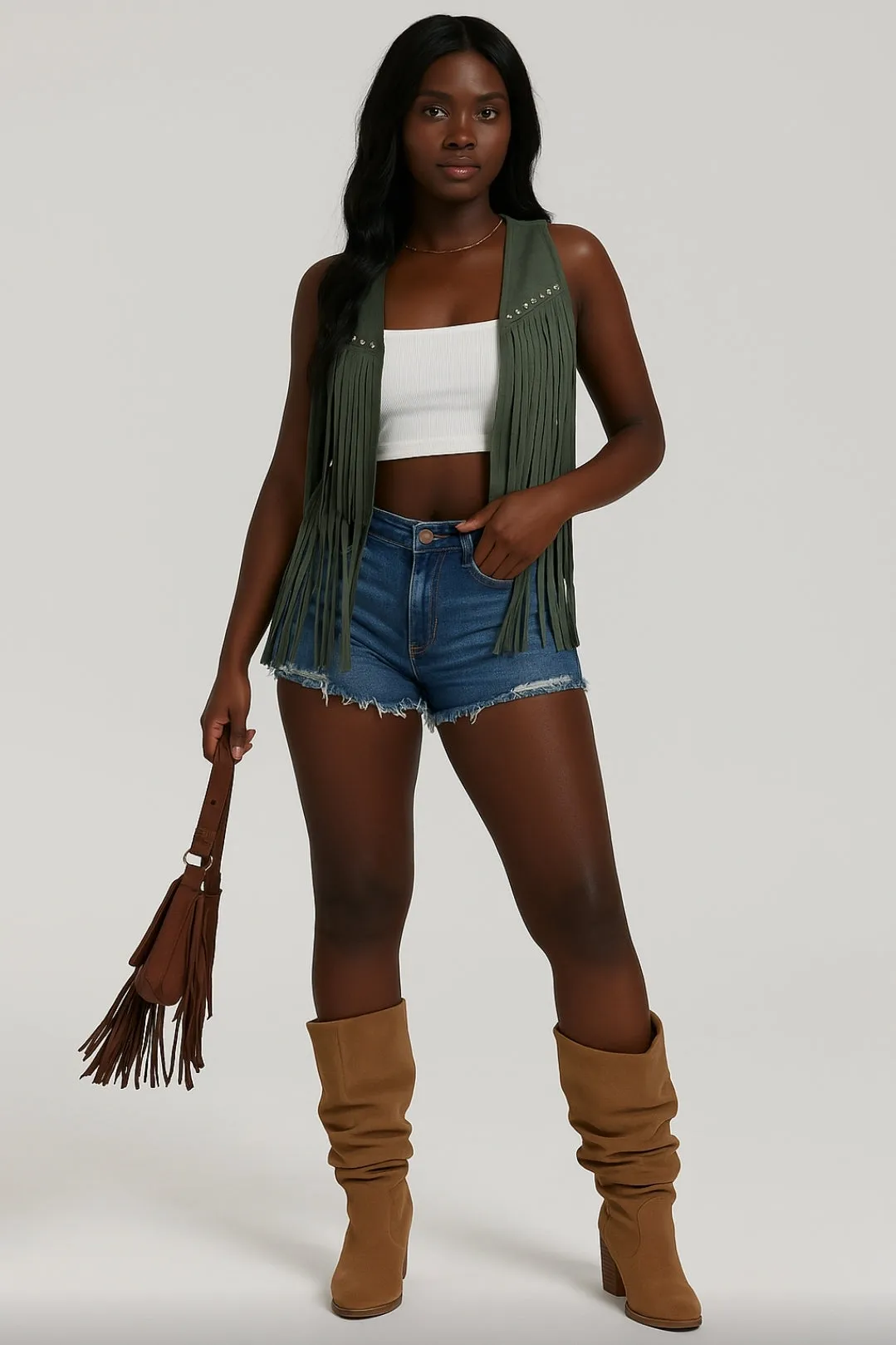 Bohemian-inspired tassel vest