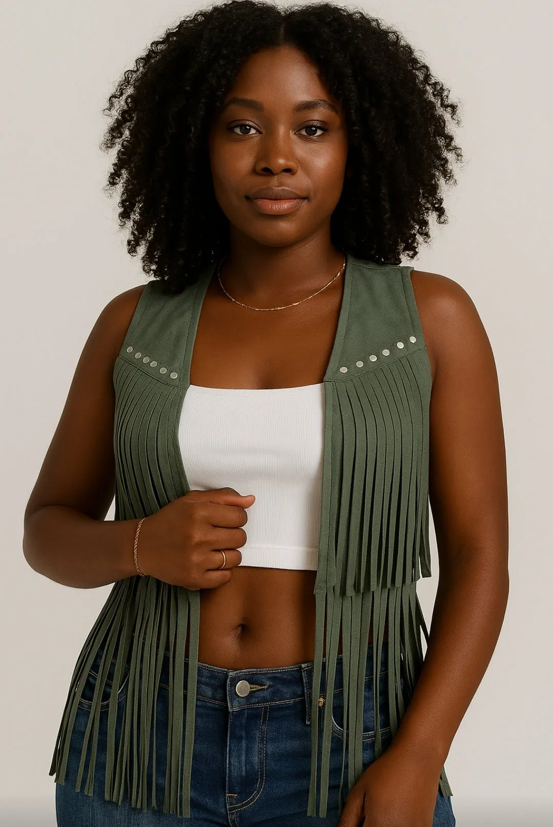 Bohemian-inspired tassel vest