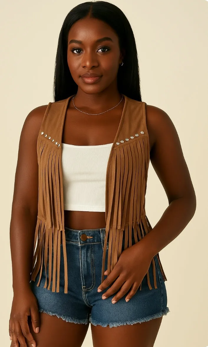 Bohemian-inspired tassel vest