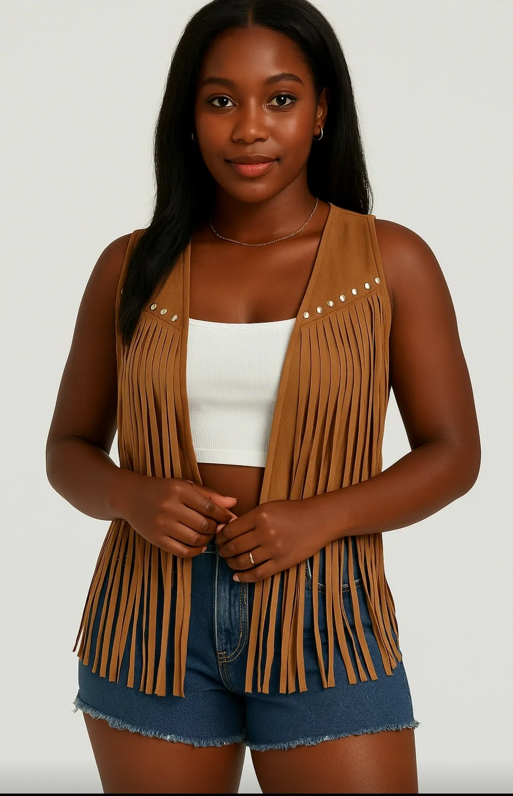 Bohemian-inspired tassel vest