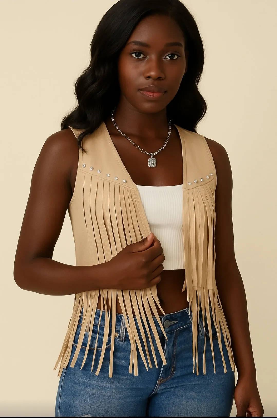 Bohemian-inspired tassel vest